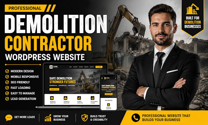 design professional demolition contractor wordpress website