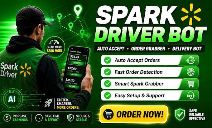 setup spark driver bot, spark delivery bot auto accept orders bot, spark grabber