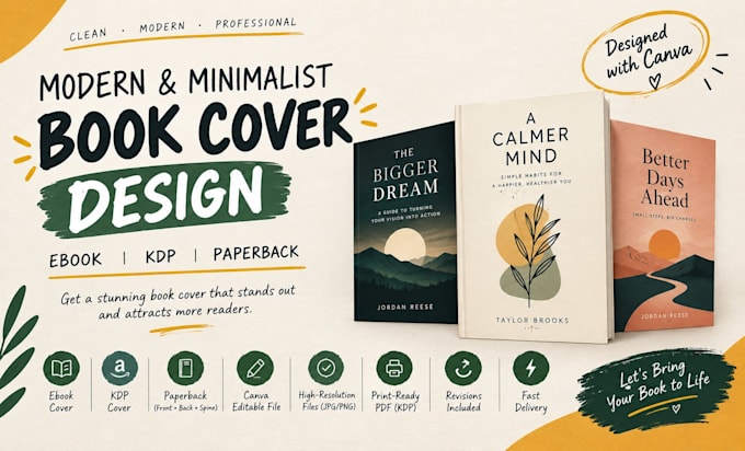 do modern minimalist book cover design canva ebook cover minimal KDP book cover