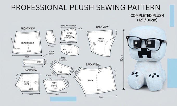 create a custom plush sewing pattern for plush toy production