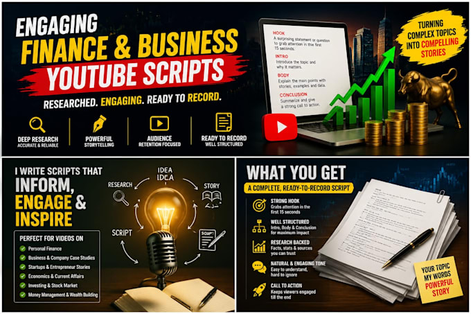 write engaging finance and business youtube scripts