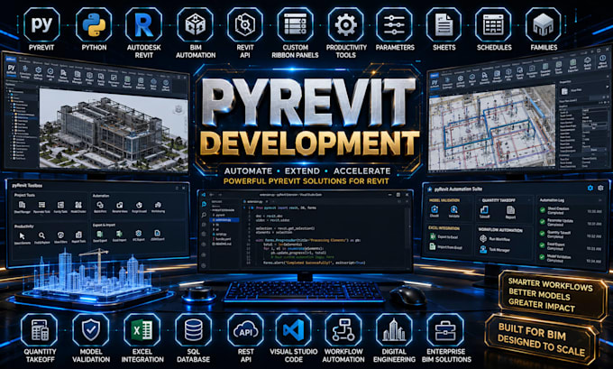 develop pyrevit extension, python revit automation, bim productivity tools