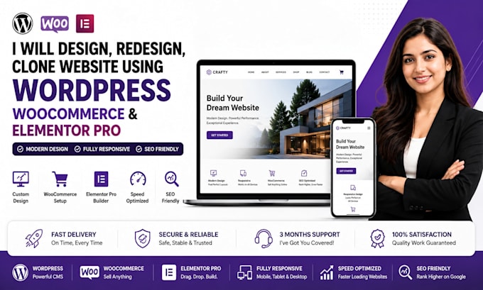 design, redesign, clone website using woocommerce and elementor pro