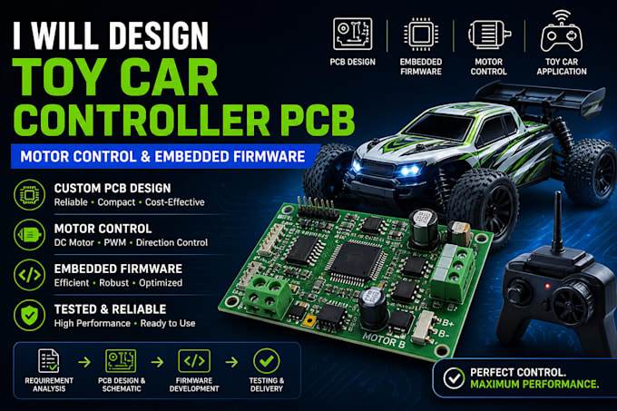 design toy car controller pcb, motor control and embedded firmware