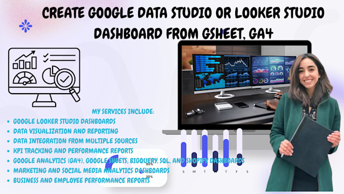 create google data studio or looker studio dashboard from gsheet, ga4