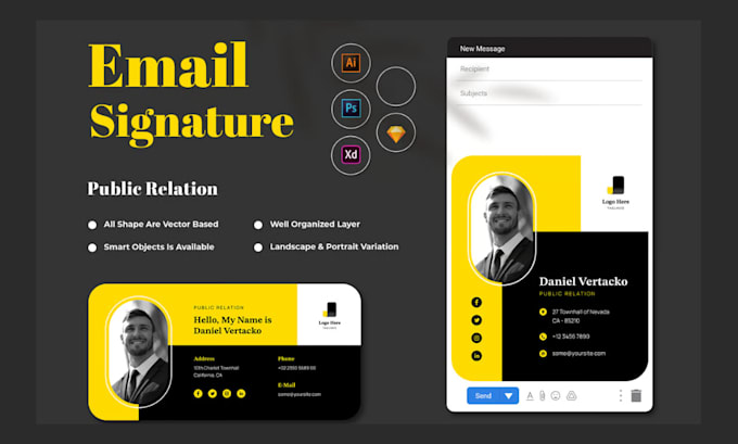 custom responsive clickable html email signature microsoft outlook gmail apple