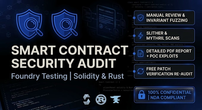 audit smart contracts, foundry test, and secure solidity rust