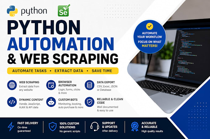 do python automation bot, web scraping, web automation bot and chrome extensions