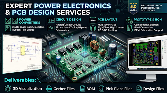 design power electronics circuits, converters and pcb layout