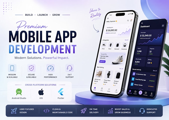 develop a full stack android and ios mobile app