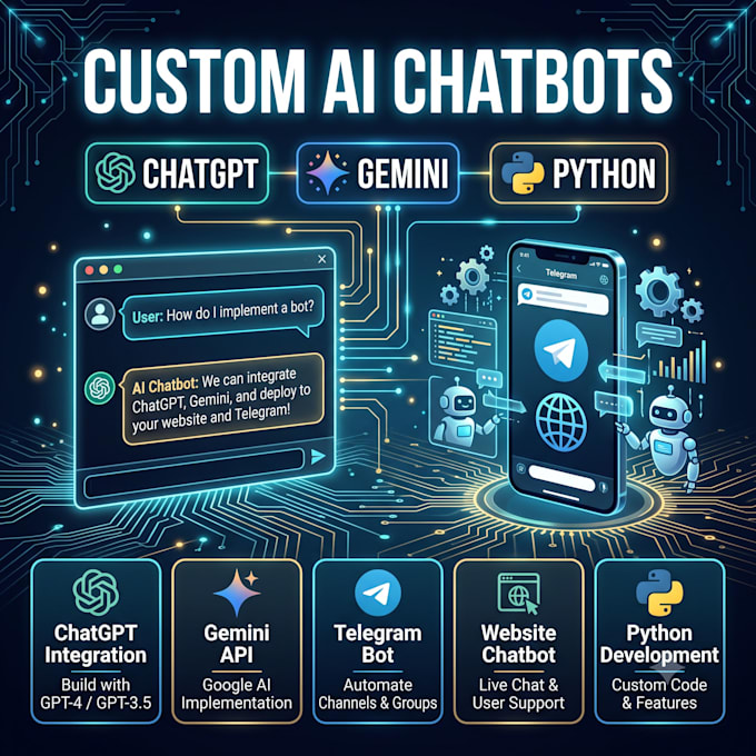 build ai chatbot using chatgpt, gemini API, or python
