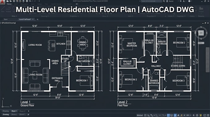 design a residential floor plan cad drawing constraint based layout