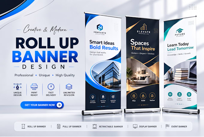 design professional roll up banners in 12 hours