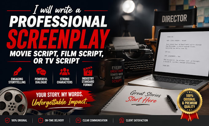 write a professional screenplay, movie script, film script, script writing