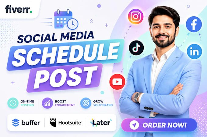 schedule social media posts using buffer, hootsuite, later