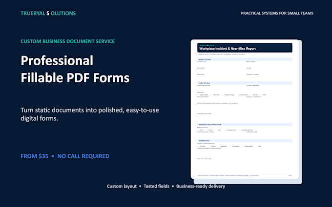 create a professional fillable PDF form for your business
