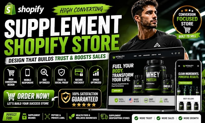 design a supplement shopify store supplement website health supplement