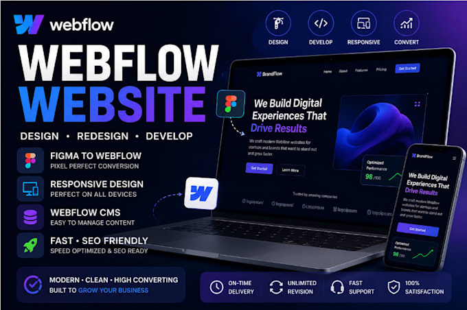 webflow website, redesign webflow, figma to webflow, landing page, webflow cms