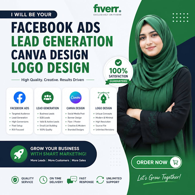 create high converting facebook ads, lead generation, canva and logo design