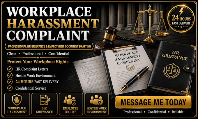 draft a workplace harassment complaint and HR grievance letter