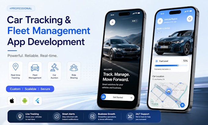 develop car tracking app car auction app fleet management app ridesharing app