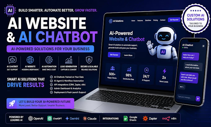 design ai website for agency ai agent ai mobile app ai chatbot automation