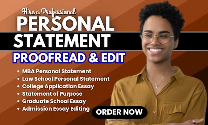 edit proofread MBA or law school personal statement, statement of purpose resume