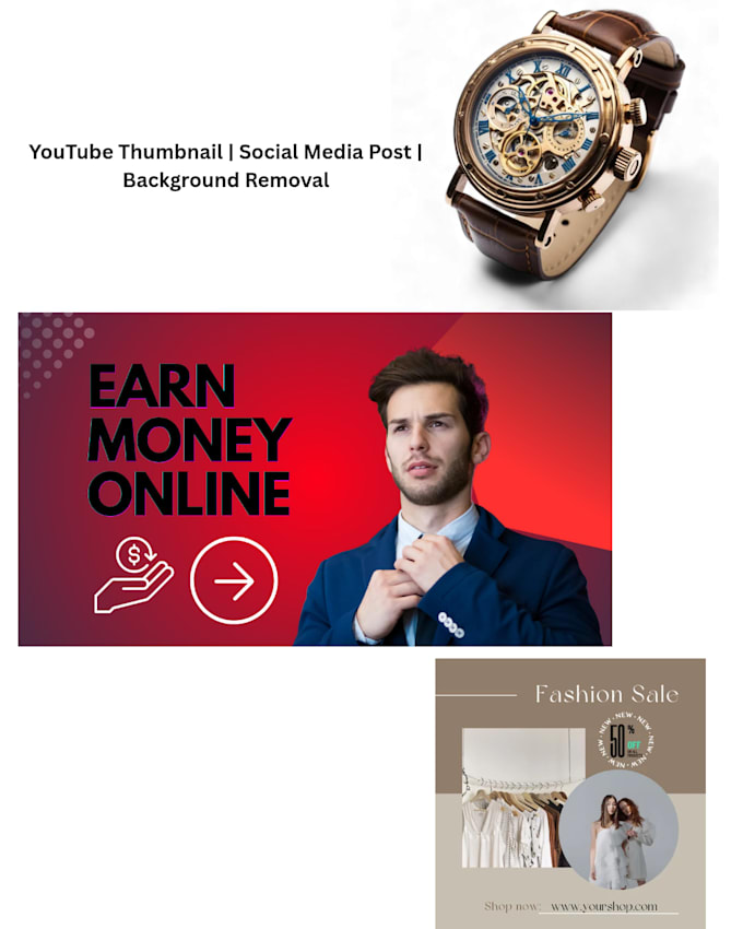 design youtube thumbnail, social media post and remove background