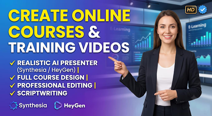 create online courses training video ai presenter with synthesia heygen