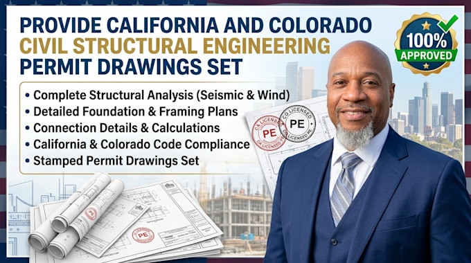 provide california and colorado civil structural engineering permit drawing set
