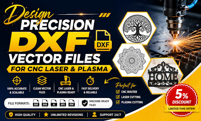create dxf vector files for cnc laser cutting and router