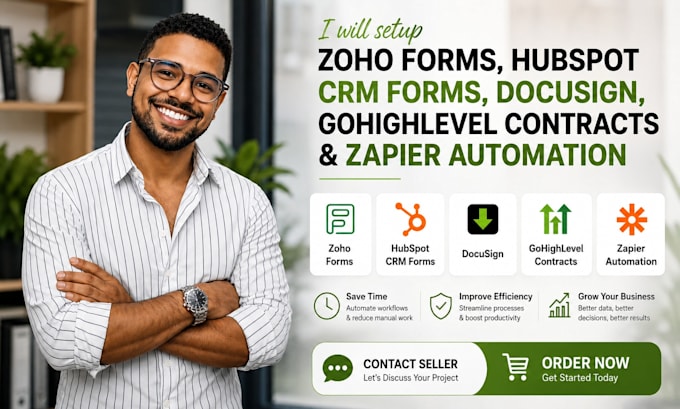 setup zoho form hubspot crm form docusign gohighlevel contract zapier automation