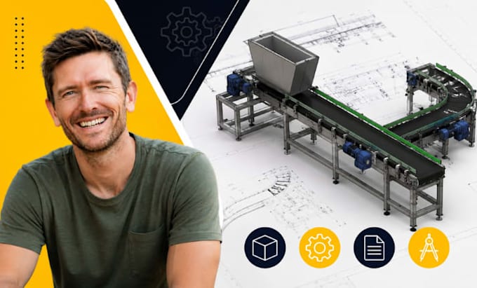 conveyor system cad industrial machine mechanical equipment solidworks drawing