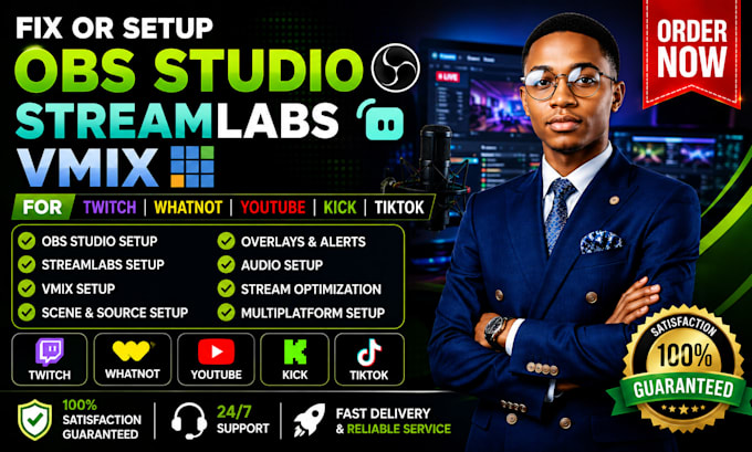 fix or setup obs studio streamlabs vmix for twitch whatnot youtube kick tiktok