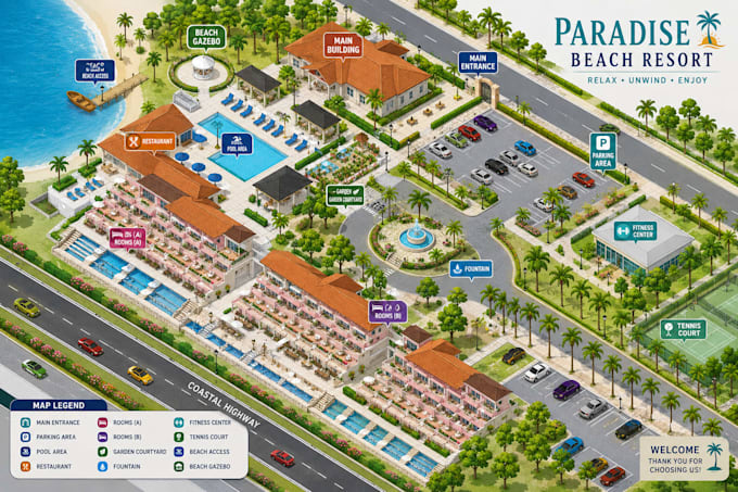 design 3d isometric map event map festival map illustrated map, fantasy map