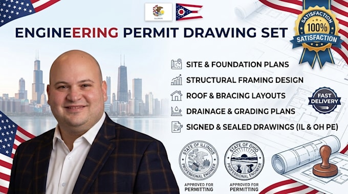 provide illinois and ohio civil structural engineering permit drawing set