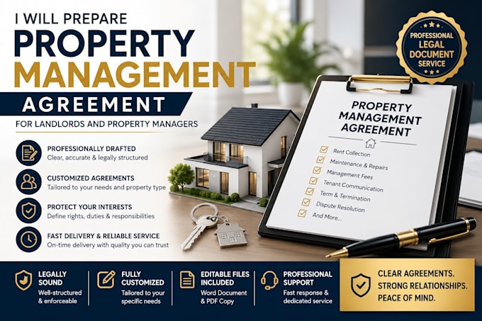 prepare property management agreement for landlords and property managers