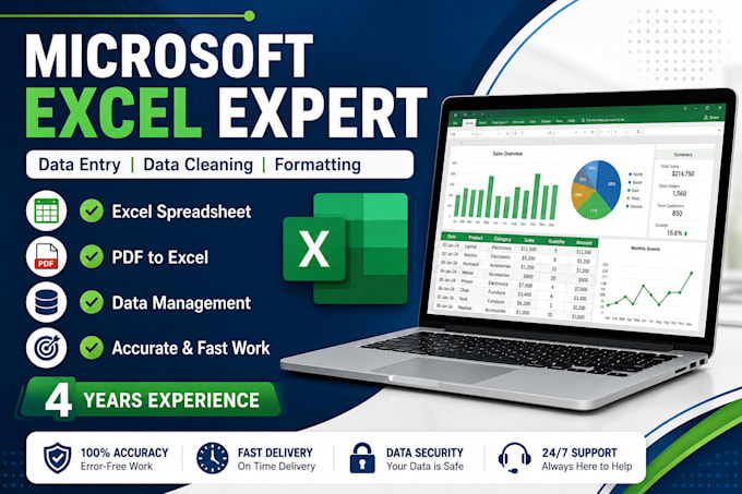 do microsoft excel data entry, data cleaning and formatting