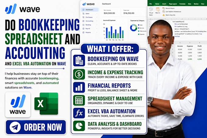 create book keeping spreadsheet and accounting with excel vba automation wave