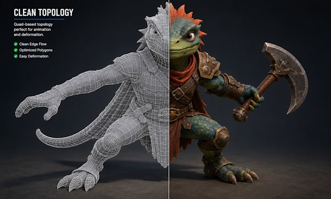 stylized 3d character modeling and rigging for unity, unreal, games