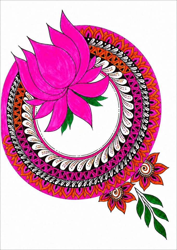 create a unique hand drawn mandala art design
