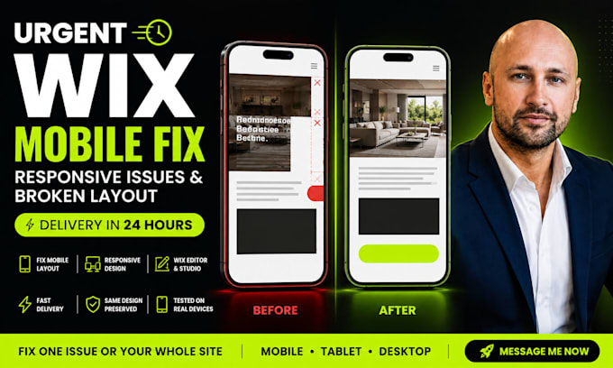 fix wix mobile responsive issues, fix wix studio layout and mobile view