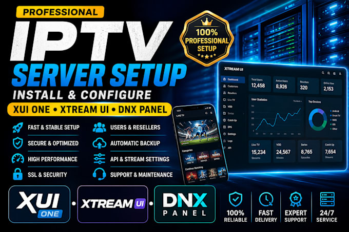 set up and configure your xtream UI, xui one server, restream professionally