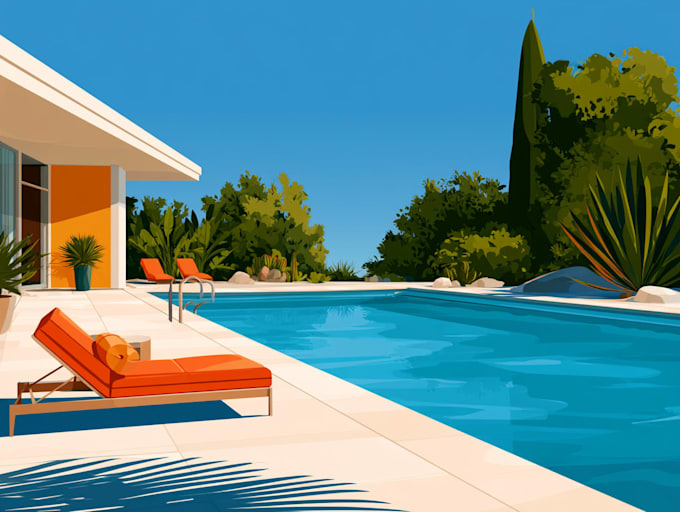 draw modern and luxury pool design