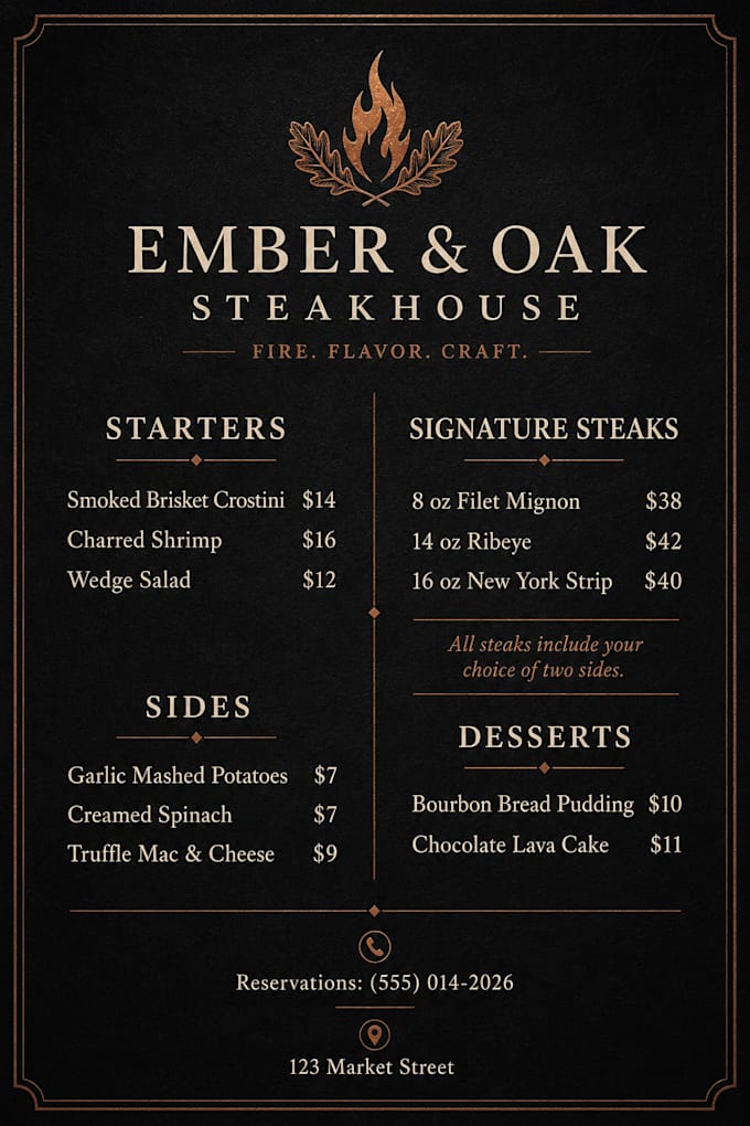 design a professional flyer, menu or brochure in canva