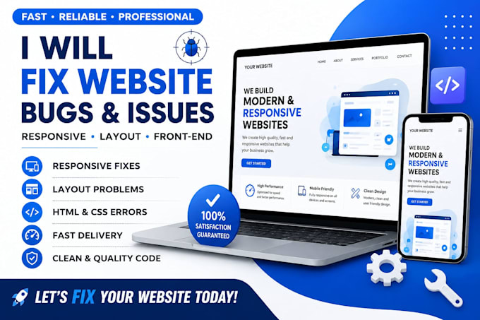 fix responsive website issues,bugs,and layout problems