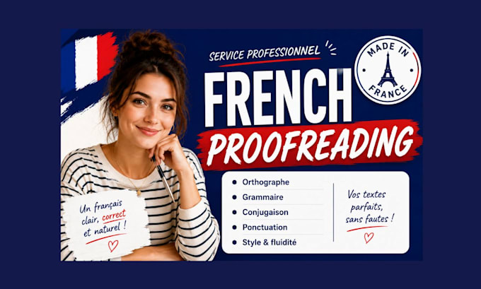 proofread, copy edit, correct your french, english text, write french article