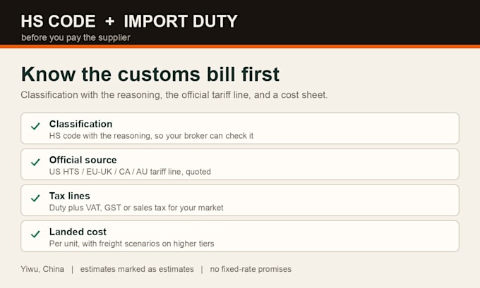 find your hs code and estimate import duty and landed cost from china