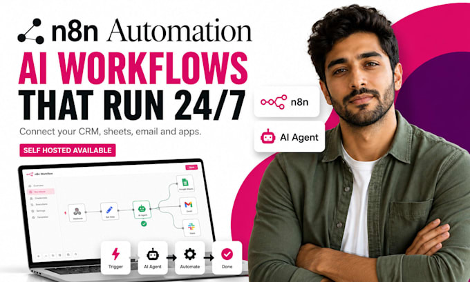 build n8n ai automation workflow, ai agent, api integration, self hosted setup