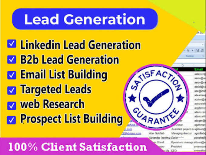 b2b lead generation, data entry and email list building